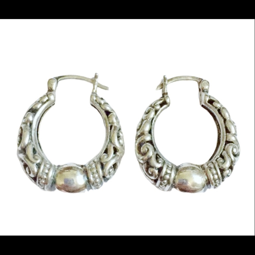 Sterling Silver Bali Hoop Earrings 925